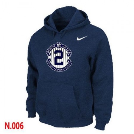 New York Yankees #2 Derek Jeter Official Final Season Commemorative Logo Pullover Hoodie Dark Blue