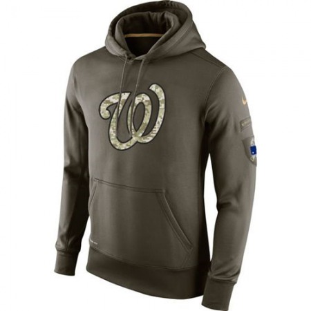 Men's Washington Nationals Olive Salute To Service KO Performance Hoodie