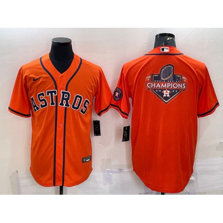 Men's Houston Astros Orange 2022 World Series Champions Team Big Logo With Patch Cool Base Stitched Jersey