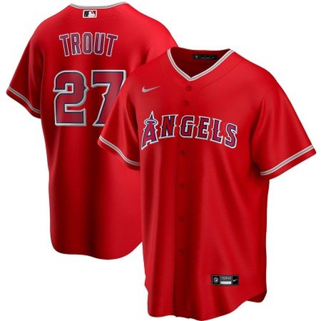 Men's Los Angeles Angels #27 Mike Trout 2020 Red Cool Base Stitched MLB Jersey