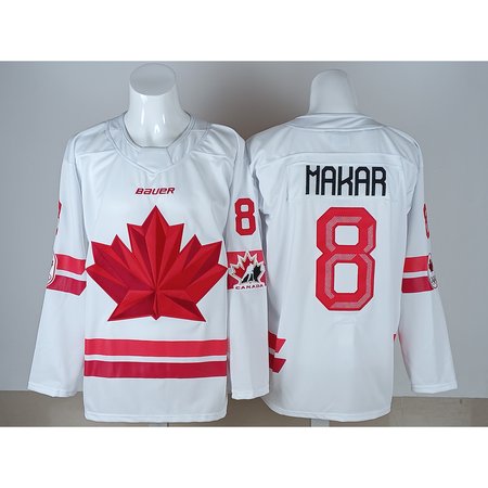 Men's Canada Hockey #8 Cale Makar White 2026 Away Replica Jersey