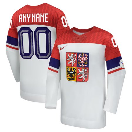 Men's Czech Republic Hockey Custom White 2026 Away Replica Jersey