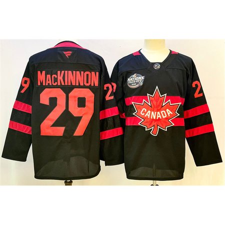 Youth Canada #29 Nathan MacKinnon Black 2025 4 Nations Face-Off Premium Stitched Jersey