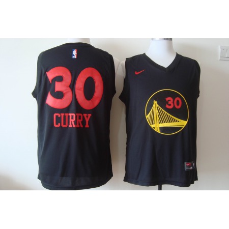 Men's Golden State Warriors #30 Stephen Curry Black With Red Fashion Stitched NBA Jersey
