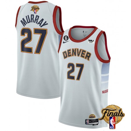 Men's Denver Nuggets #27 Jamal Murray Silver 2023 Finals Icon Edition With NO.6 Patch Stitched Basketball Jersey