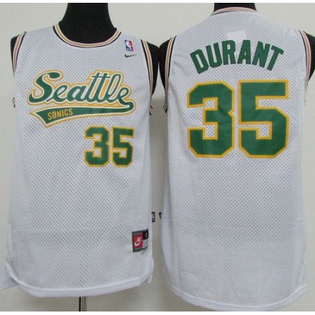 Thunder #35 Kevin Durant White Throwback Stitched NBA Jersey
