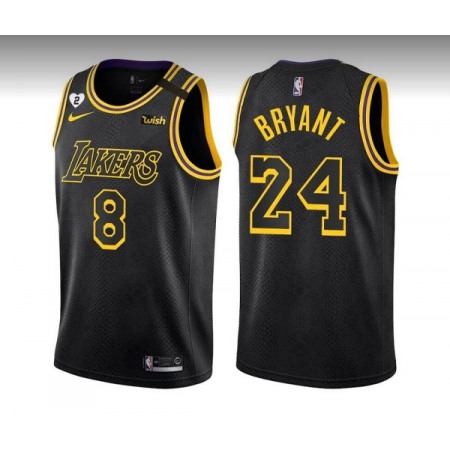 Men's Los Angeles Lakers Front #8 Back #24 Kobe Bryant Black Stitched Jersey