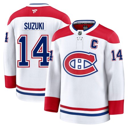 Men's Montreal Canadiens #14 Nick Suzuki White Away Premium Jersey