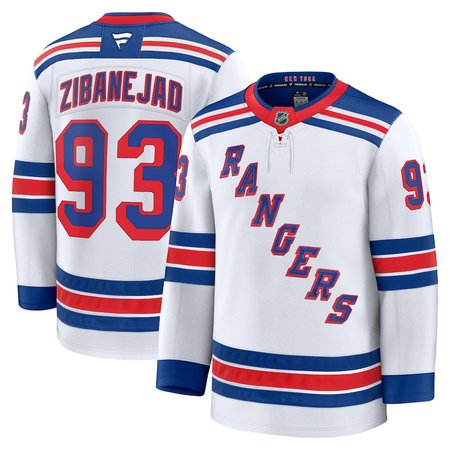 Men's New York Rangers #93 Mika Zibanejad White Away Premium Jersey