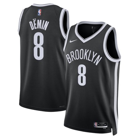 Men's Brooklyn Nets #8 Egor Demin Nike Black Swingman Icon Edition Jersey