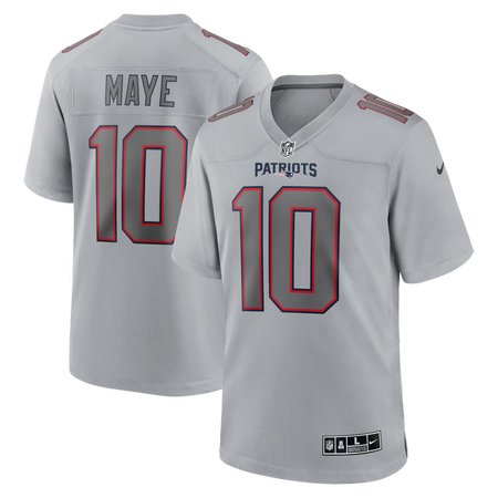 Youth New England Patriots #10 Drake Maye Nike Gray Atmosphere Fashion Game Jersey