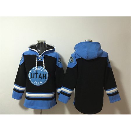 Men's Utah Mammoth Blank Black/Blue Ageless Must-Have Lace-Up Pullover Hoodie
