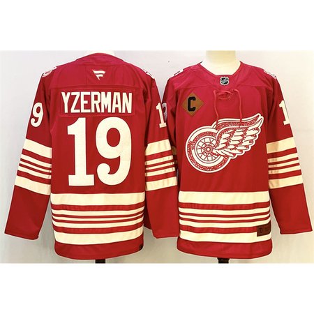 Youth Detroit Red Wings #19 Steve Yzerman Red 2025-26 With C Patch Centennial Premium Stitched Hockey Jersey
