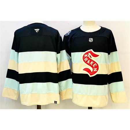 Youth Seattle Kraken Blank Deep Sea Blue Winter Classic With A Patch Stitched Hockey Jersey