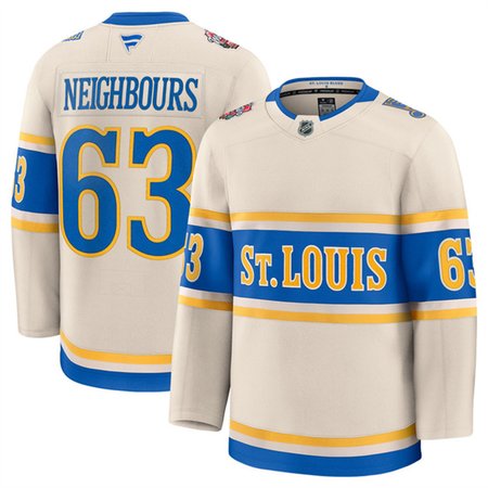 Men's St. Louis Blues #63 Jake Neighbours Cream 2024-25 Winter Classic Stitched Hockey Premium Jersey