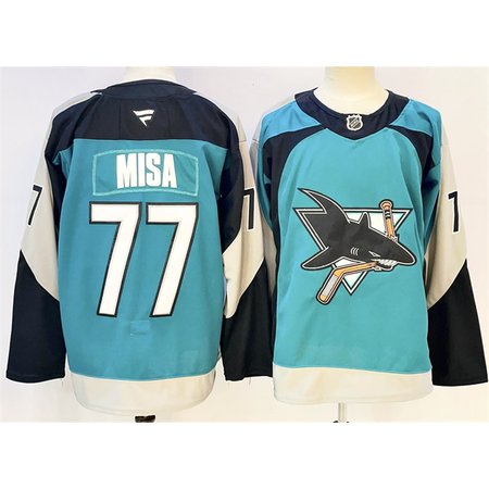 Youth San Jose Sharks #77 Michael Misa Teal 2025 Alternate Stitched Hockey Jersey