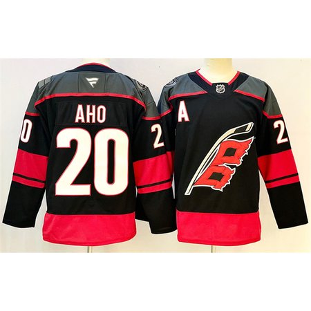 Youth Carolina Hurricanes #20 Sebastian Aho Black 2024-25 With A Patch Home Stitched Hockey Jersey