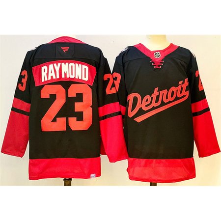 Youth Detroit Red Wings #23 Lucas Raymond Black 2024-25 Stitched Jersey