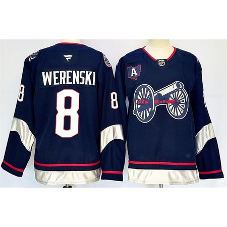 Youth Columbus Blue Jackets #8 Zach Werenski Navy 2024-25 With A Patch Stitched Hockey Jersey