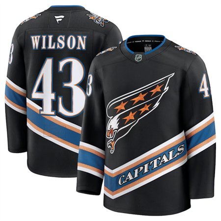 Men's Washington Capitals #43 Tom Wilson Black 2024-25 Alternate Stitched Hockey Premium Jersey