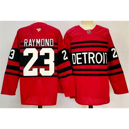 Youth Detroit Red Wings #23 Lucas Raymond Red 2024-25 Reverse Retro Stitched Jersey