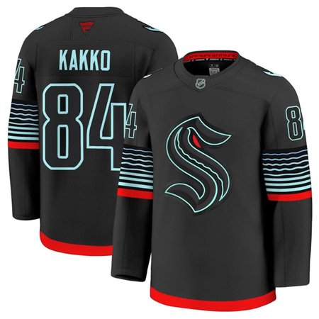 Men's Seattle Kraken #84 Kaapo Kakko Black Alternate Stitched Hockey Premium Jersey