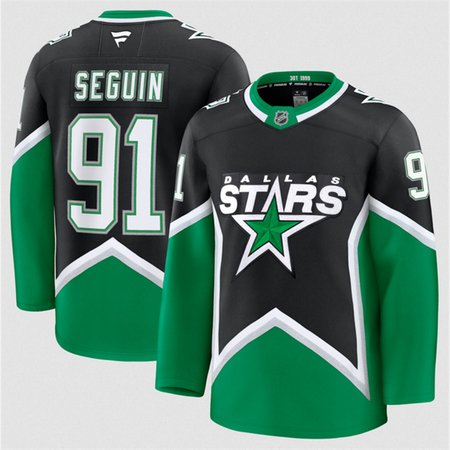 Men's Dallas Stars #91 Tyler Seguin Black 2025-26 Alternate Stitched Hockey Premium Jersey