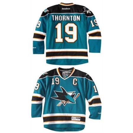 Youth San Jose Sharks #19 JOE THORNTON Teal Throwback Stitched Hockey Jersey