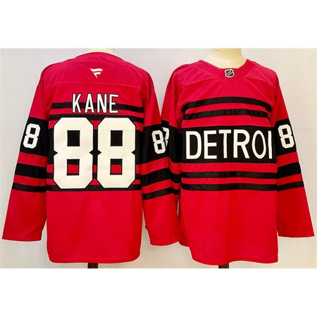 Men's Detroit Red Wings #88 Patrick Kane Red 2024-25 Reverse Retro Stitched Premium Jersey