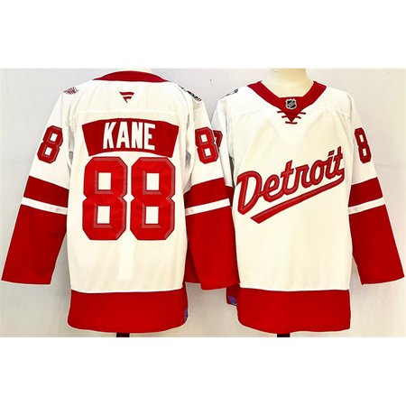 Men's Detroit Red Wings #88 Patrick Kane White/Red 2024-25 Stitched Premium Jersey