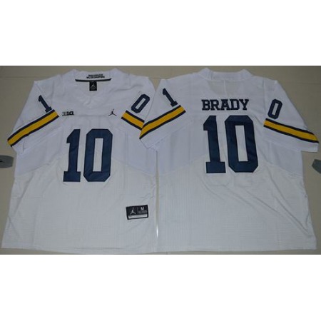 Wolverines #10 Tom Brady White Elite Stitched NCAA Jersey