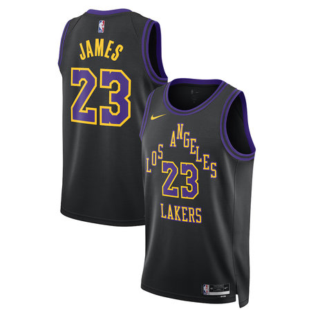 Men's Los Angeles Lakers #23 LeBron James Nike Black 2025/26 City Edition Swingman Jersey