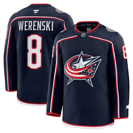 Men's Columbus Blue Jackets #8 Zach Werenski Navy Home Premium Jersey
