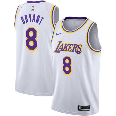 Men's Los Angeles Lakers #8 Kobe Bryant Nike White Association Edition Swingman Jersey