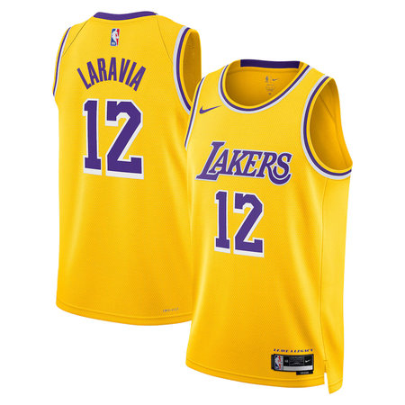 Men's Los Angeles Lakers #12 Jake LaRavia Nike Gold Icon Edition Swingman Jersey