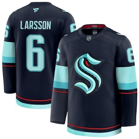 Men's Seattle Kraken #6 Adam Larsson Blue Away Premium Jersey