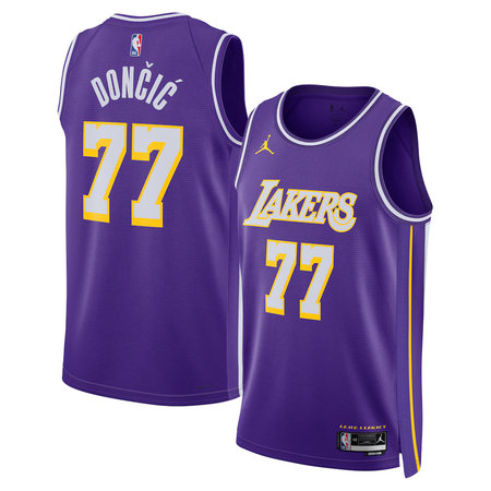 Men's Los Angeles Lakers #77 Luka Doncic Purple Statement Edition Swingman Jersey