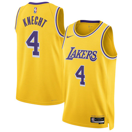 Men's Los Angeles Lakers #4 Dalton Knecht Nike Gold Swingman Jersey