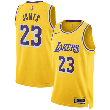 Men's Los Angeles Lakers #23 LeBron James Nike Gold Icon Edition Swingman Jersey