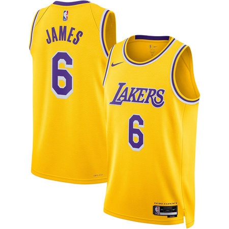 Women's Los Angeles Lakers #6 LeBron James Nike Gold Icon Edition Swingman Jersey