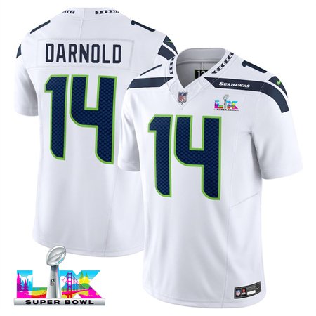Youth Seattle Seahawks #14 Sam Darnold White Super Bowl LX F.U.S.E. Vapor Limited Stitched Football Jersey