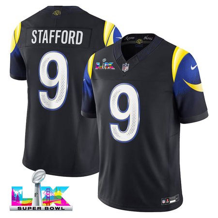 Youth Los Angeles Rams #9 Matthew Stafford Black Super Bowl LX Rivalries Collection F.U.S.E Vapor Limited Stitched Jersey