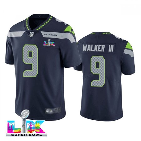 Men's Seattle Seahawks #9 Kenneth Walker III Navy Super Bowl LX Vapor Limited Stitched Football Jersey