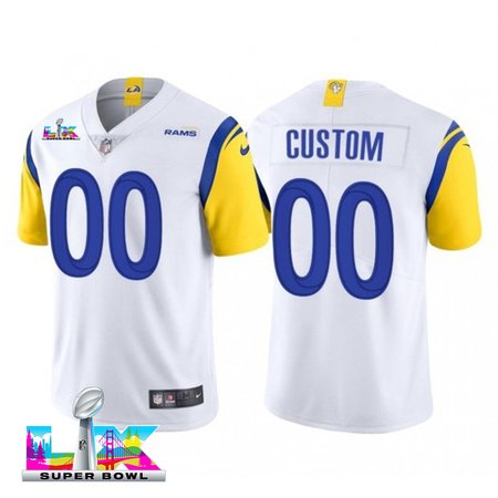 Men's Los Angeles Rams Custom White Super Bowl LX Vapor Limited Stitched Jersey
