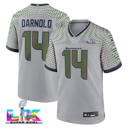 Youth Seattle Seahawks #14 Sam Darnold Gray Super Bowl LX Rivalries Collection Game Jersey