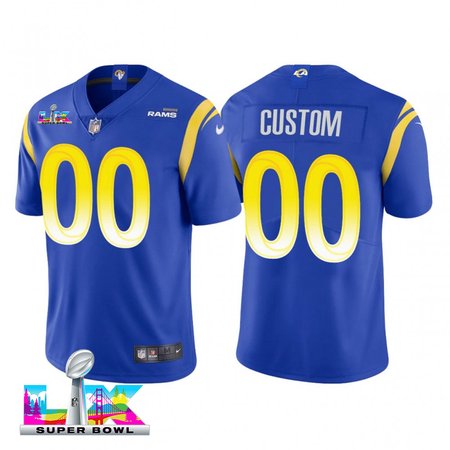 Youth Los Angeles Rams Custom Royal Super Bowl LX Vapor Limited Stitched Jersey