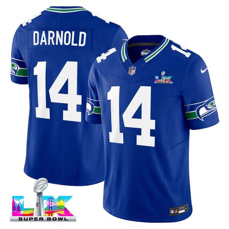 Youth Seattle Seahawks #14 Sam Darnold Royal Super Bowl LX F.U.S.E. Vapor Limited Stitched Football Jersey