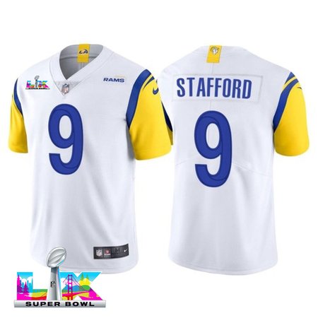 Men's Los Angeles Rams #9 Matthew Stafford White Super Bowl LX Vapor Limited Stitched Jersey