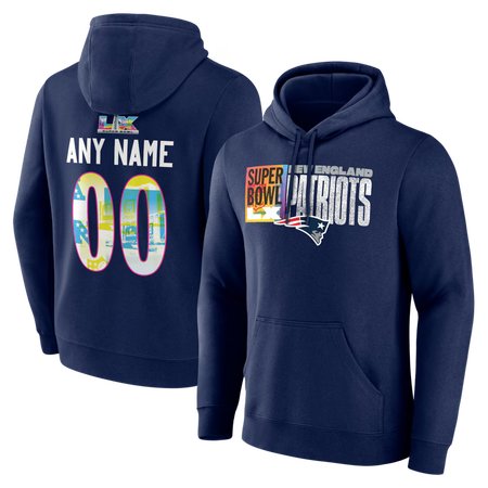 Men's New England Patriots Navy Super Bowl LX Big & Tall Custom Name & Number Hoodie