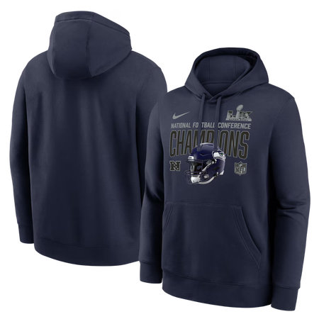 Men's Seattle Seahawks Nike College Navy 2025 NFC Champions Glory Shield Hoodie